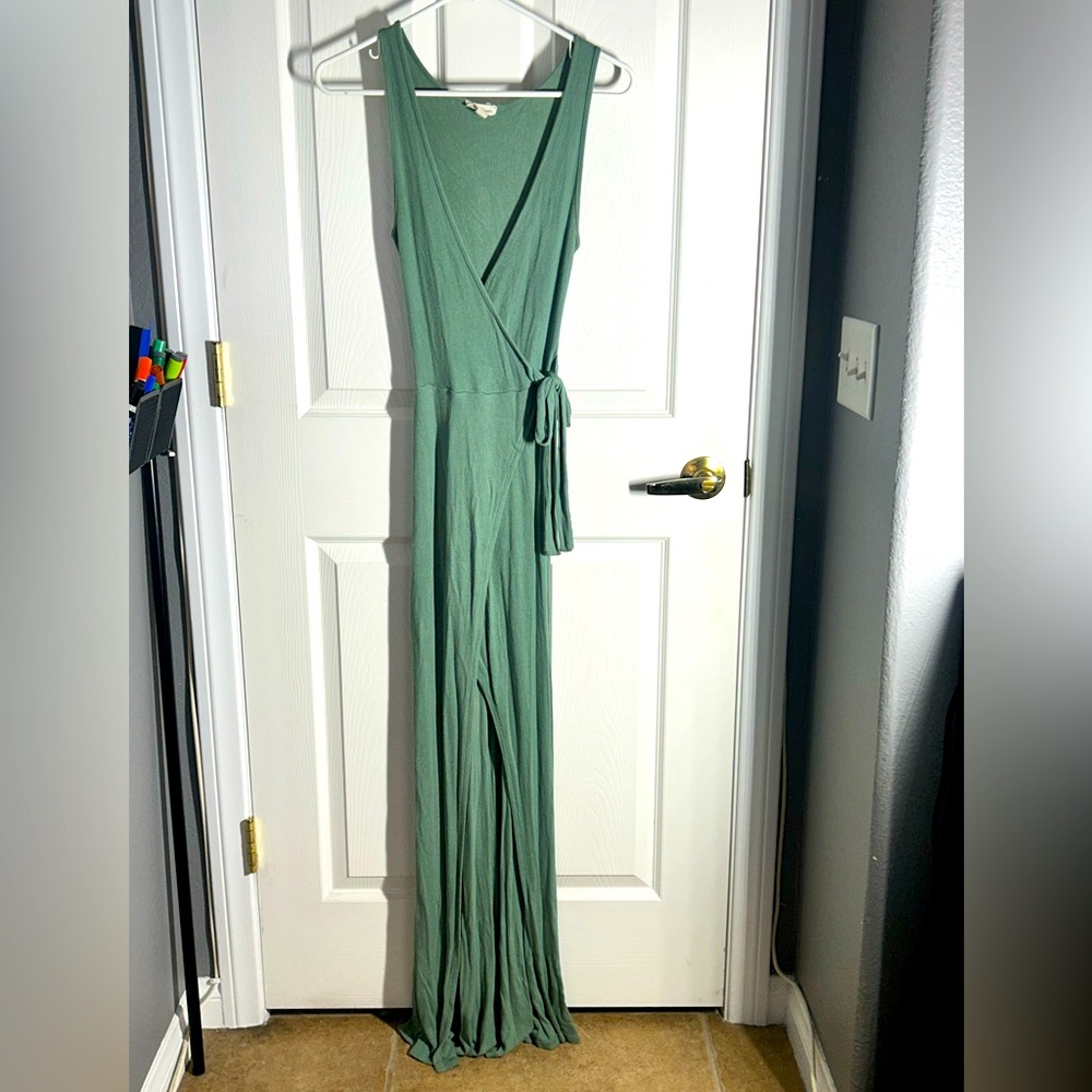 Sage green cotton wrap dress